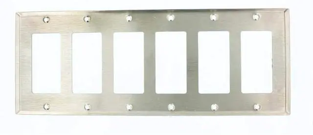 Alt view image 2 of 3 - Leviton 84436-40 6-Gang Decora/GFCI Device Decora Wallplate, Device Mount, Stainless Steel