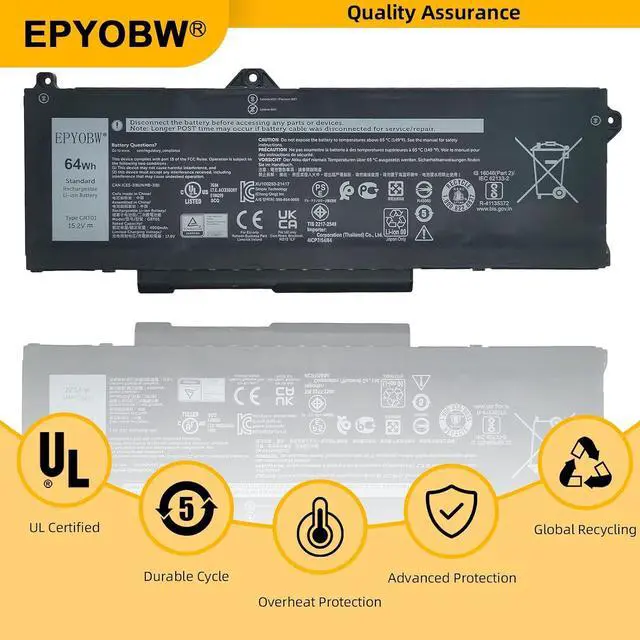 Alt view image 6 of 7 - GRT01 Laptop Battery 64Wh 4000mAh 15.2V GRT01 05RGW 0VXD57