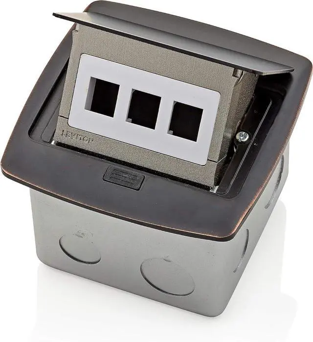 Main image of Leviton Pop-Up Floor Box, 3-Port QuickPort Insert, PFQP3-BZ, Bronze