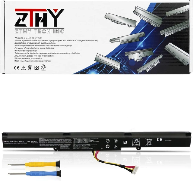 Main image of ZTHY A41N1611 Laptop Battery Replacement for ASUS ROG GL553 GL553VW-1A/2B/2D GL553VD-1A/1B/2B/2D/FY072T/FY124T GL553VE-DS74/FY003T GL753V FX53VD FZ53V Series A41LK5H A41LP4Q OB110-00470000 14.4V 48Wh