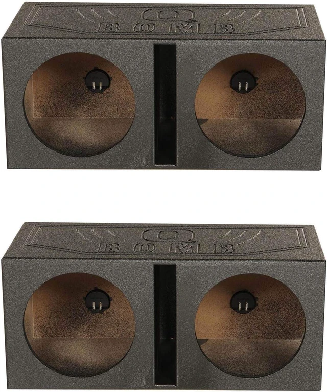 Main image of Q Power Dual 10 Inch Vented Port Subwoofer Sub Box w/ Bedliner Spray (2 Pack)