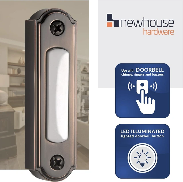Alt view image 3 of 7 - Newhouse Hardware 726843020509 BT5ORBL LED Lighted Metal Door Chime Push Button, Oil-Rubbed Bronze