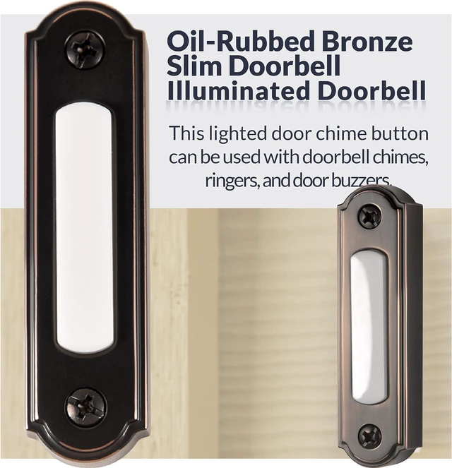 Alt view image 4 of 7 - Newhouse Hardware 726843020509 BT5ORBL LED Lighted Metal Door Chime Push Button, Oil-Rubbed Bronze