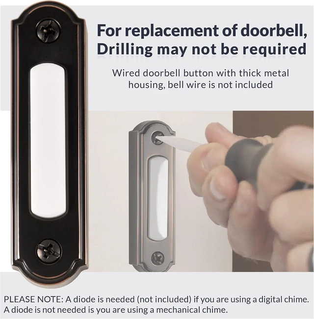 Alt view image 6 of 7 - Newhouse Hardware 726843020509 BT5ORBL LED Lighted Metal Door Chime Push Button, Oil-Rubbed Bronze