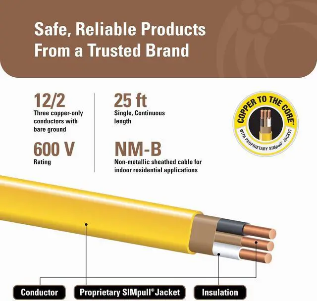 Alt view image 4 of 7 - Southwire Romex SIMpull 25 ft. 12/2 Solid CU NM-B W/G Wire, 28828221