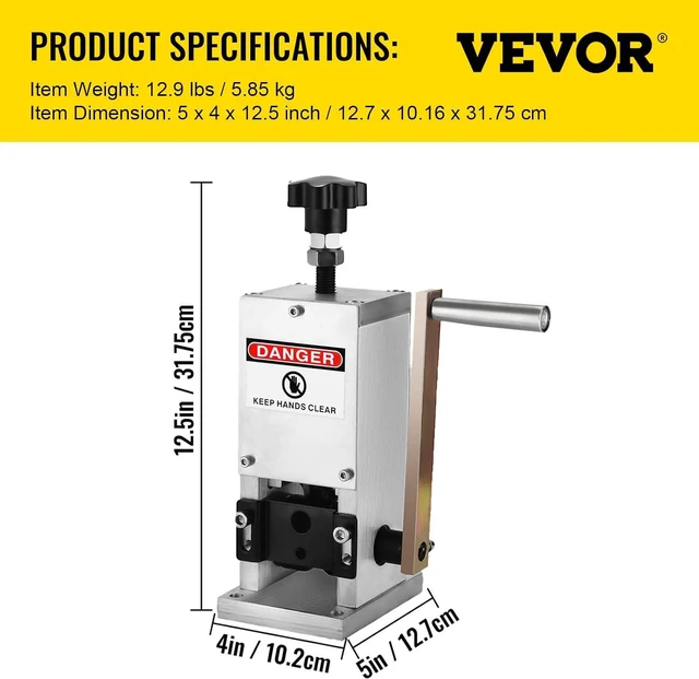 Alt view image 7 of 7 - VEVOR Manual Wire Stripping Machine 0.06''-0.98''