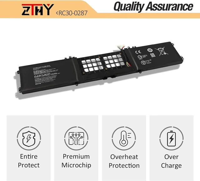 Alt view image 6 of 7 - ZTHY RC30-0287 RZ09-0287 Laptop Battery Compatible with Razer Blade Pro 17 2019 2020 RTX 2060 2080 Max-Q RZ09-02876 RZ09-02877 RZ09-02878 RZ09-02876E92-R3U1 RZ09-03295 RZ09-03297 15.4V 70.5Wh 4583mAh