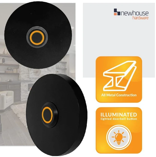 Alt view image 3 of 7 - Newhouse Hardware Circular Lighted Wired Metal Doorbell Button for Doorbell Chime, Buzzer, or Ringer