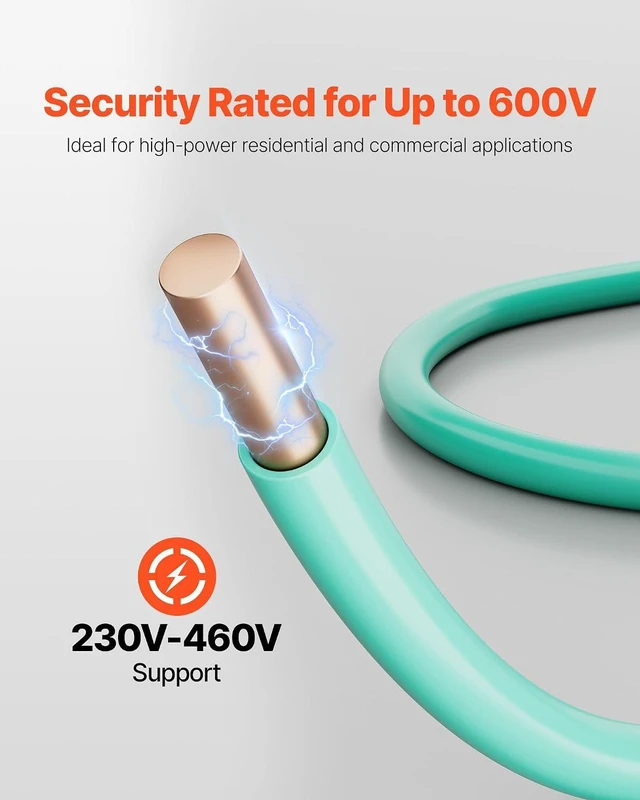 Alt view image 4 of 7 - VEVOR 10 AWG Solid THHN Wire, 100% OFC Copper Electrical Building Wire with Nylon Jacket PVC Insulation, Rated for Up to 600 Volts, Heavy-Duty for Residential, Industrial, Commercial, Green (50 Feet)