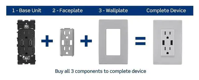 Alt view image 3 of 3 - Leviton Renu USB Outlet Kit, 15 Amp, RUAA1-KWS, Wood Smoke