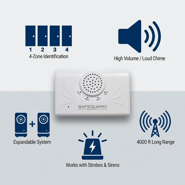 Alt view image 3 of 6 - ERA-DCRX Wireless Chime Receiver - Plug-in Add-on Receiver for ERA Series - 4000 ft Long Range Doorbell Signal - 4 Zones & 12VDC Outputs to Connect Accessories