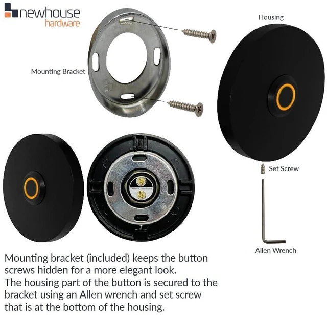 Alt view image 7 of 7 - Newhouse Hardware Circular Lighted Wired Metal Doorbell Button for Doorbell Chime, Buzzer, or Ringer