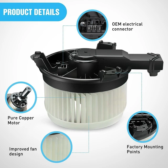 Alt view image 3 of 7 - Nilight HVAC Heater Blower Motor Fan Fit for Honda Civic 2013 2014 2015, CR-V 2012-2016, Accord 2013-2017, Acura RDX 2015-2018, Acura ILX 2016-2017 replaces#79310-T0A-A01 79310-T2F-A01