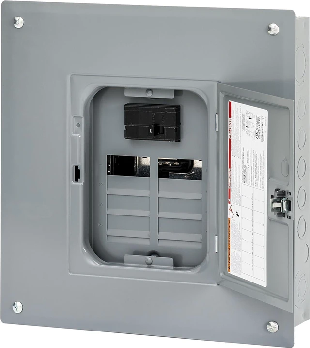 Alt view image 5 of 6 - Square D - HOM816M100PC Homeline 100 Amp 8-Space 16-Circuit Indoor Main Breaker Load Center with Cover (Plug-on Neutral Ready),
