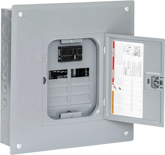 Alt view image 6 of 6 - Square D - HOM816M100PC Homeline 100 Amp 8-Space 16-Circuit Indoor Main Breaker Load Center with Cover (Plug-on Neutral Ready),