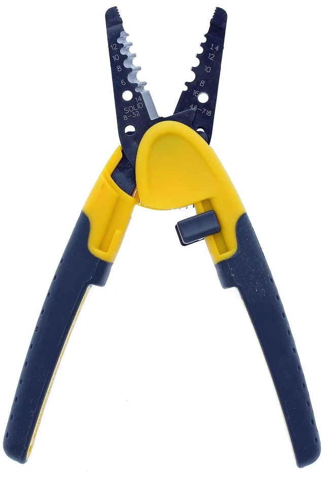 Main image of Ideal Electrical 45-718 Kinetic Super T-Stripper - 6-14 AWG Solid, 8-16 AWG Stranded, Wire Stripper w/Thumb Rest, Plier Nose, Slide Lock, Textured Grips