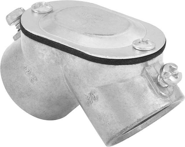 Alt view image 7 of 7 - Maxxima 3/4 in. Conduit Pull Elbow, EMT to EMT, 90-Degree, 6 Pack | Right Angle Bend, Threaded, Zinc Die Cast, For Wire Installation