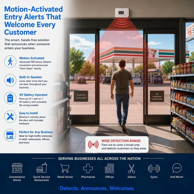 Alt view image 2 of 7 - ERA-PIR-SPK Motion Activated Door Announcer - Over-Door PIR Sensor with Built-in Speaker for Retail Store Business Entrance Alert Notification & Elderly Care Applications