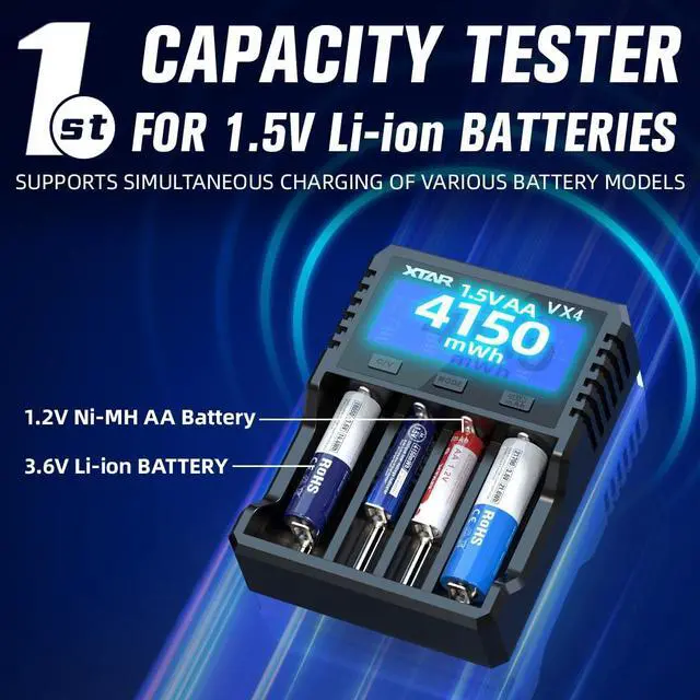 Alt view image 3 of 6 - XTAR VX4 Visible Mixer 1.5V/3.6V/3.7V Li-Ion 3.2V LiFePO4 1.2V Ni-MH Batteries Charger and Battery Capacity Tester