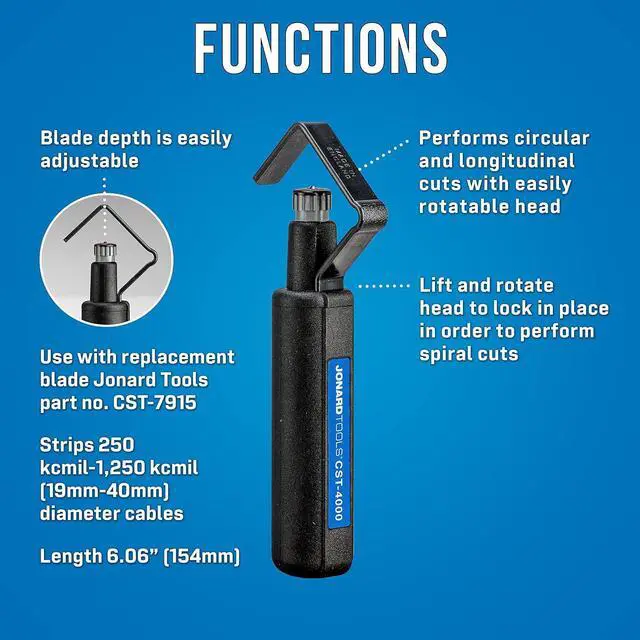 Alt view image 6 of 6 - Jonard Tools CST-4000 Round Cable Stripper for Fast and Precise Jacket Removal, Large Cables, 3/4" to 1 5/8" Diameter