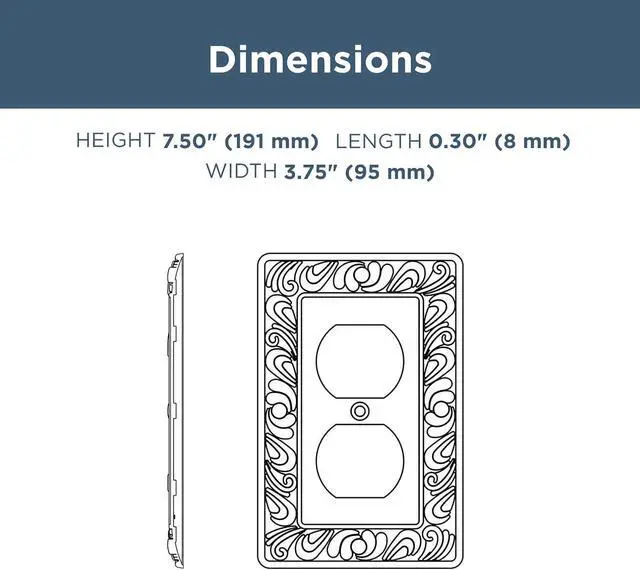 Alt view image 3 of 7 - Franklin Brass 64045 Paisley Single Duplex Outlet Wall Plate/Switch Plate/Cover, Tumbled Antique Brass, 3-Pack