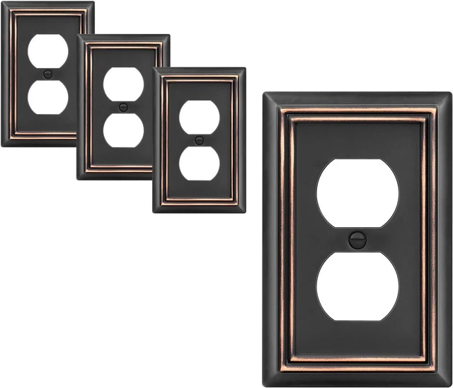 Main image of DEWENWILS 4-Pack Duplex Wall Plate, Metal Wall Outlet Cover for Receptacle, Light Switch, Aged Bronze