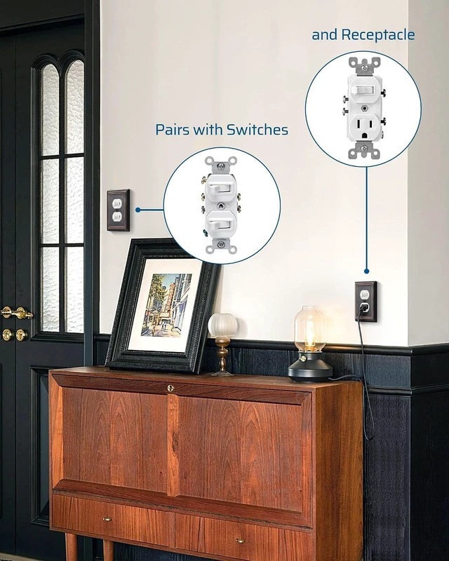 Alt view image 5 of 7 - DEWENWILS 4-Pack Duplex Wall Plate, Metal Wall Outlet Cover for Receptacle, Light Switch, Aged Bronze