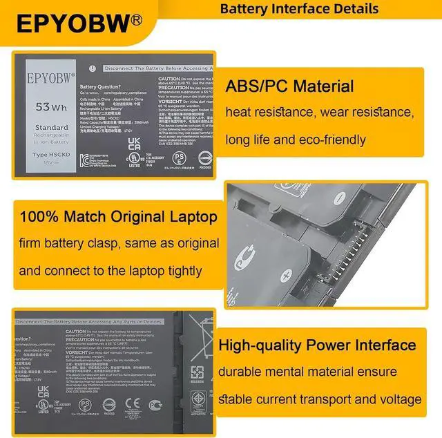 Alt view image 5 of 7 - H5CKD Laptop Battery 53Wh 3360mAh 15V 0H5CKD JK6Y6 0JK6Y6