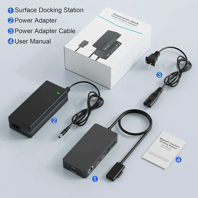 Alt view image 4 of 7 - New Surface Docking Station, Triple Display Dual 4K HDMI & VGA, 12-in-1 Surface Pro Dock for Surface Pro 11/10/9/8/7/6/5/4/3, Surface Laptop 7/6/5/4, Surface Go/Book/Laptop Go