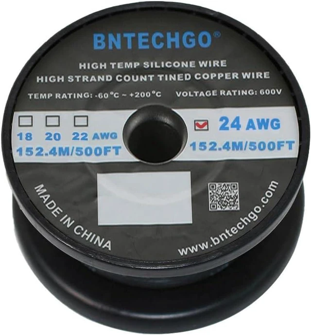Alt view image 2 of 6 - BNTECHGO 24 Gauge Silicone Wire Spool 500 ft Black Flexible 24 AWG Stranded Tinned Copper Wire