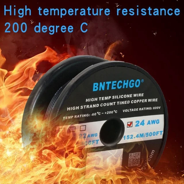Alt view image 5 of 6 - BNTECHGO 24 Gauge Silicone Wire Spool 500 ft Black Flexible 24 AWG Stranded Tinned Copper Wire
