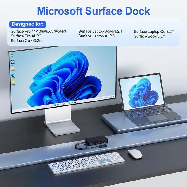 Alt view image 7 of 7 - New Surface Docks Triple Displays 4K HDMI+DP+Thunderbolt 4, 12 in 1 Microsoft Surface Docking Station with 120W Power Adapter for Surface Pro 11/10/9/8, Surface Book Go,Surface Laptop