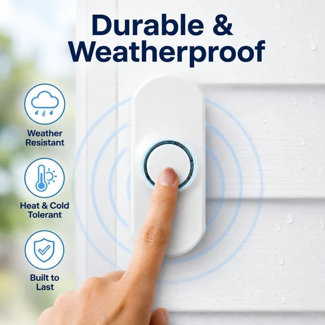 Alt view image 3 of 7 - LRA-D1000S Wireless Doorbell Kit with Flashing Strobe - 1000 ft Range Plug-in Receiver Ideal for Hearing Impaired Home Business