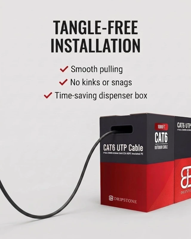 Alt view image 5 of 6 - CAT6 Direct Burial Bulk Ethernet Cable 1000ft 23AWG Solid CCA Waterproof