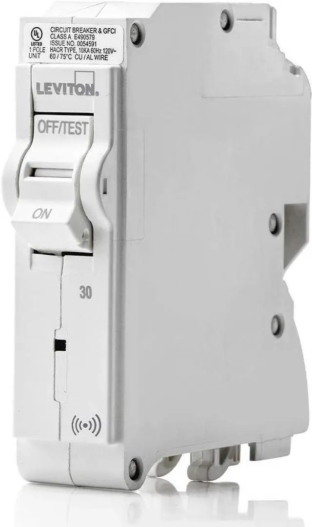 Main image of Leviton 1-Pole Plug-on Smart Standard Branch Circuit Breaker, 30 Amp, 120 VAC, LB130-S, White