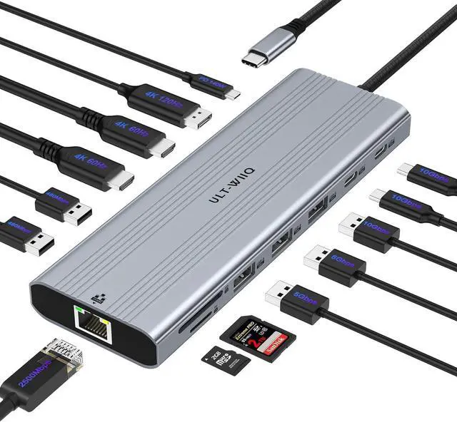 Main image of 14-in-1 USB C Docking Station with 140W PD 3.1, Triple Display Docking Station (DP 1.4 + Dual HDMI 4K), 2.5Gb Ethernet Hub, 10Gbps Data Premium Laptop Docking Station for MacBook Pro, Dell XPS, HP