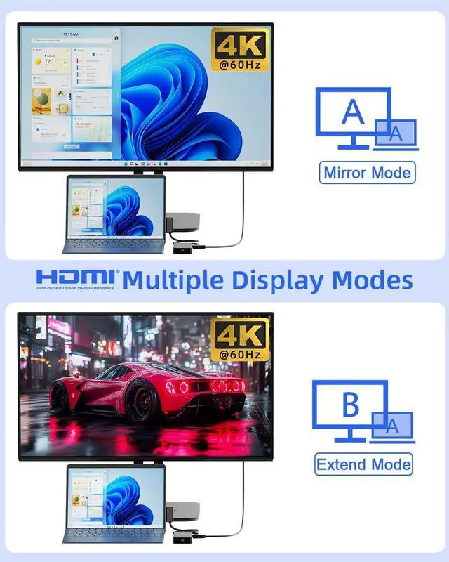 Alt view image 3 of 7 - 10-in-1 Surface Docking Station for Surface Pro & Laptop, 4K@60Hz HDMI, USB-C & USB 3.0 Ports, SD/TF Card Reader, Gigabit Ethernet, PD Charging, Magnetic Surface Connect