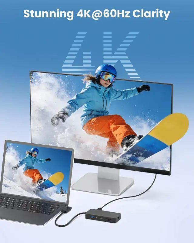 Alt view image 5 of 7 - 10-in-1 Surface Docking Station for Surface Pro & Laptop, 4K@60Hz HDMI, USB-C & USB 3.0 Ports, SD/TF Card Reader, Gigabit Ethernet, PD Charging, Magnetic Surface Connect