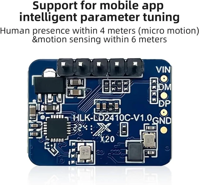 Alt view image 3 of 6 - 2410C 24G Human Presence Sensor Ra·DAR Module FMCW Modulation Compatible with Blue-Tooth APP (5Pcs Module)