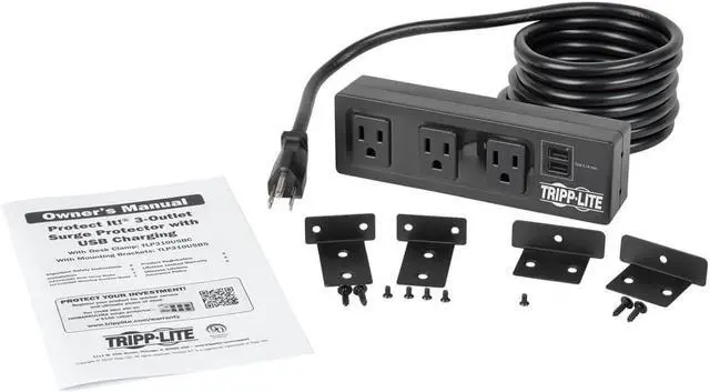 Alt view image 3 of 7 - Tripp Lite TLP310USBS Computer Surge Protector, Black