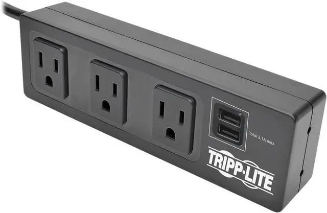 Alt view image 6 of 7 - Tripp Lite TLP310USBS Computer Surge Protector, Black
