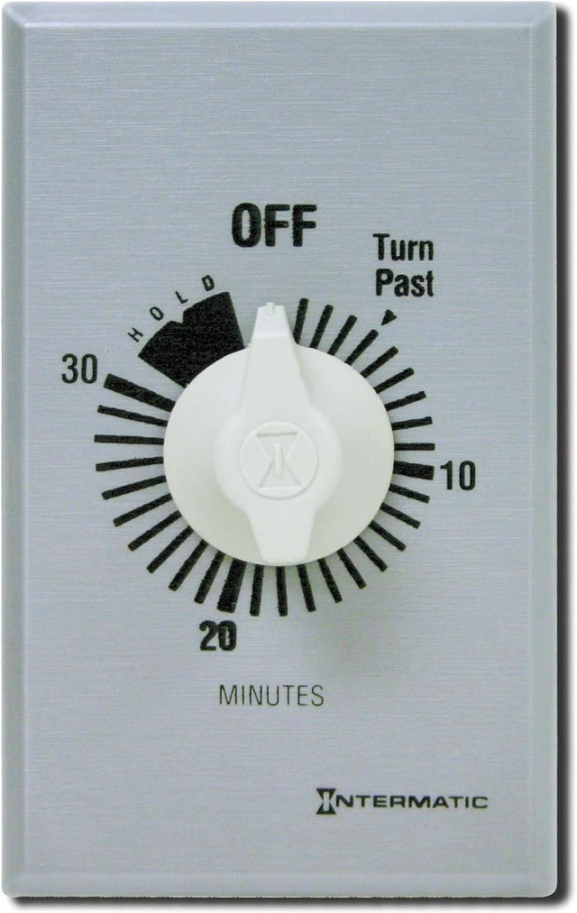 Main image of Intermatic FF30MH 30-Minute Spring Loaded Wall Timer, Brushed Metal Finish