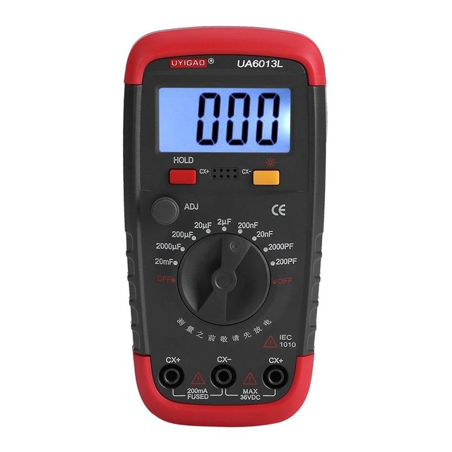 Main image of Digital Battery Powered Capacitan Capacitor Meter Tester 6013L Backlight LCD Display (Red)