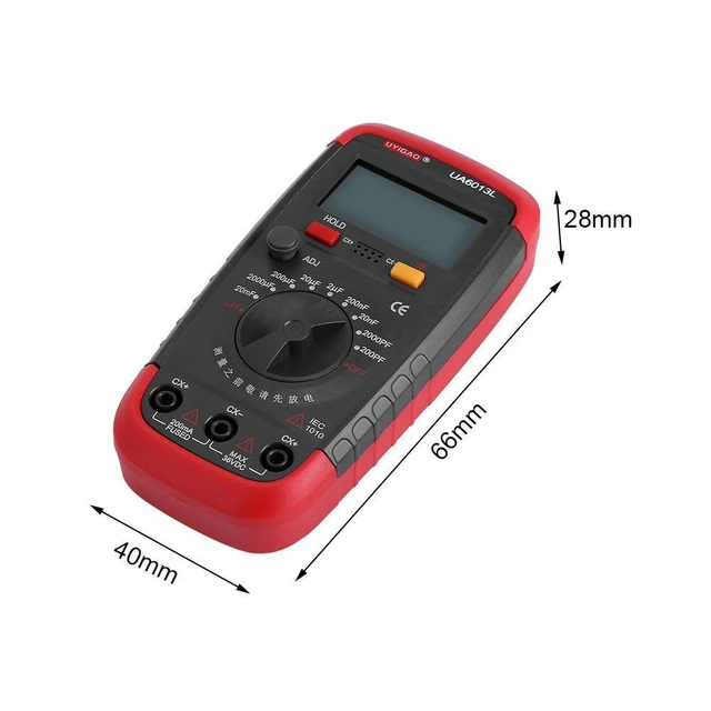 Alt view image 2 of 7 - Digital Battery Powered Capacitan Capacitor Meter Tester 6013L Backlight LCD Display (Red)