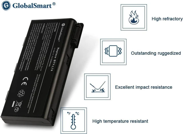 Alt view image 4 of 7 - GlobalSmart MS-1681 MS-1731 BTY-L74 91NMS17LD4SU1 BTY-L75 Notebook/Laptop Battery for MSI A5000 A6000 A6005 A6200 A6203 A7005 111V 5200mAh 6Cell High Performance New Replacement Battery Black