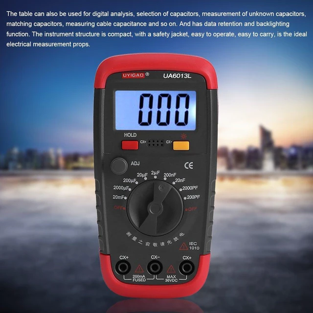 Alt view image 7 of 7 - Digital Battery Powered Capacitan Capacitor Meter Tester 6013L Backlight LCD Display (Red)
