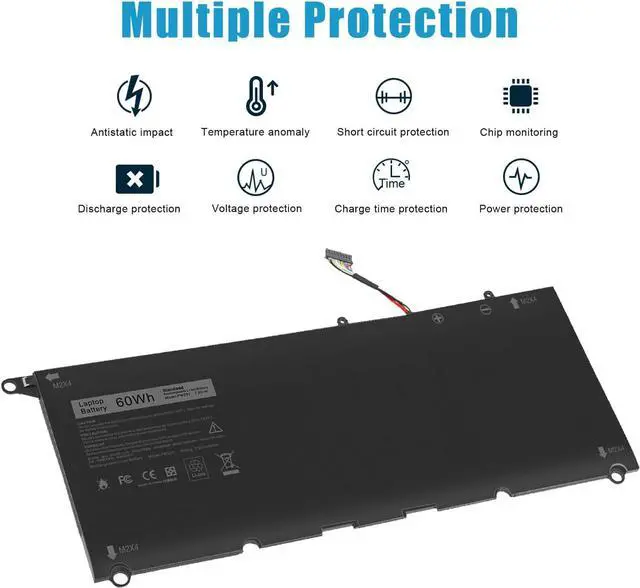 Alt view image 2 of 6 - 60WH PW23Y Laptop Battery Compatible with Dell XPS 13 9360 2017 13-9360-D160913-9360-D1705G 13-9360-D1605T 13-9360-D1609G 13-9360-D1605G 13-9360-D1805T P54G002 Series RNP72 TP1GT 0RNP72 0TP1GT