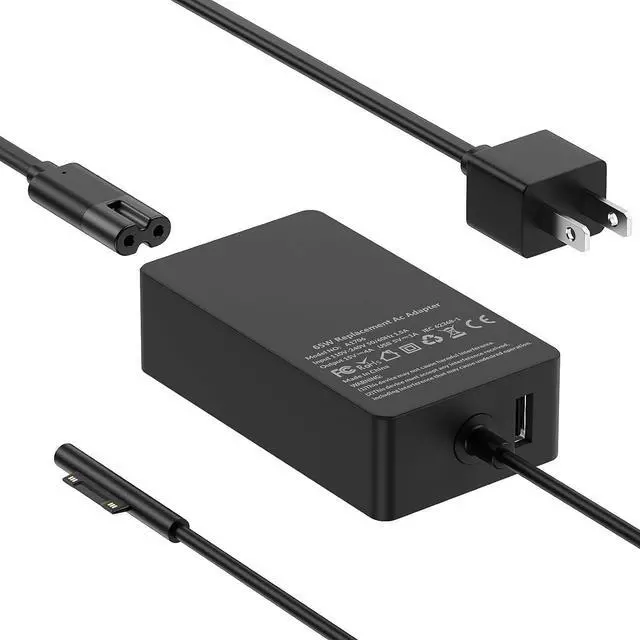 Main image of 65W Surface Pro Laptop Charger for Microsoft Surface Pro 3/4/5/6/7/7+/8/9/X | Compatible with Windows Surface Laptop 5/4/3/2/1, Surface Book 3/2/1, Surface Go Tablet, 6.2Ft Power Cord, 44W, 36W