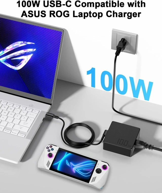Alt view image 3 of 7 - 100W USB C Charger PD Fast Charging Compatible with Asus ROG Ally, ZenBook,Strix,HP ThinkPad MacBook Acer Computer Google MSI LG Samsung Type C Cord Power Supply