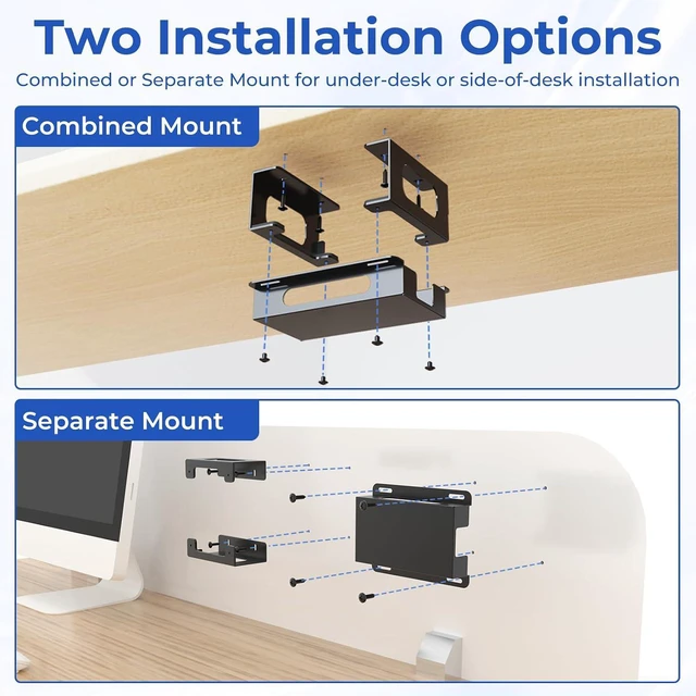 Alt view image 3 of 7 - Metal Under Desk Mount Compatible with CalDigit TS4/ TS3 Plus/ TS5 Dock+ Power Bricks Adjustable Under Desk Holder for Thunderbolt 4/3/5 Docking Station Mounting Bracket with Cable Ties and Screws